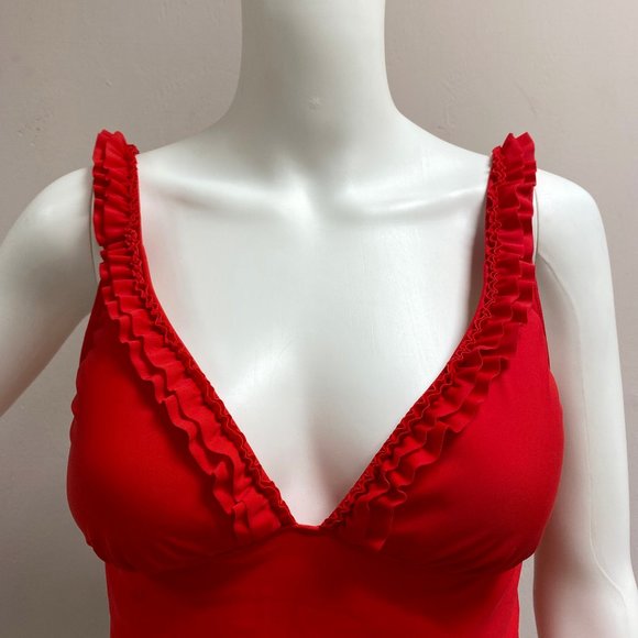 ABS by Allen Schwartz Red Tankini Swim Top - Picture 3 of 8